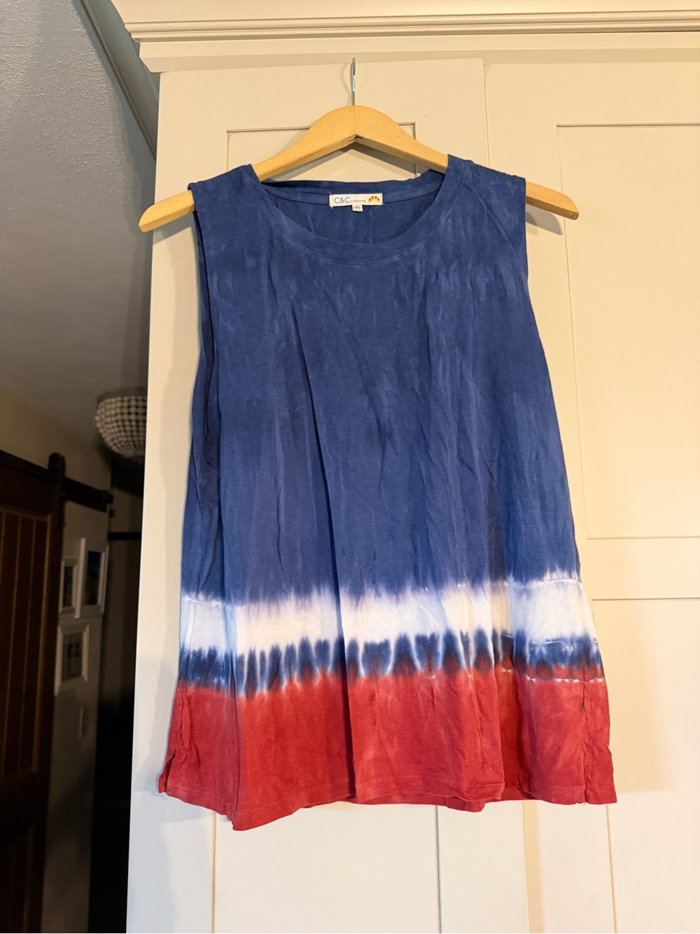 C & C California Red white blue tshirt, size M